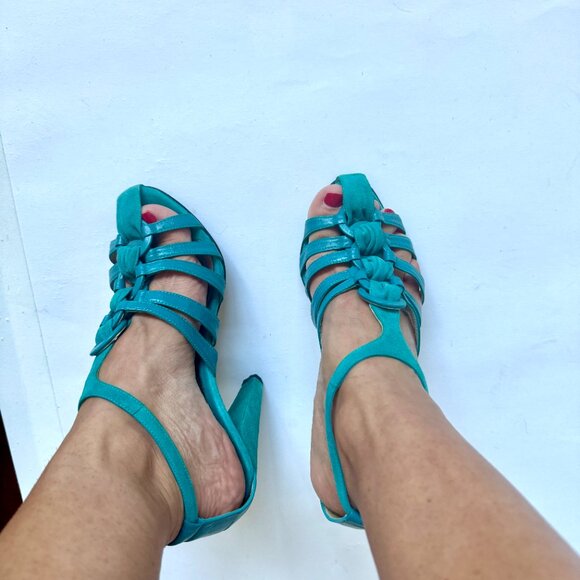 REISS Turquoise Heel Sandals - Picture 1 of 10